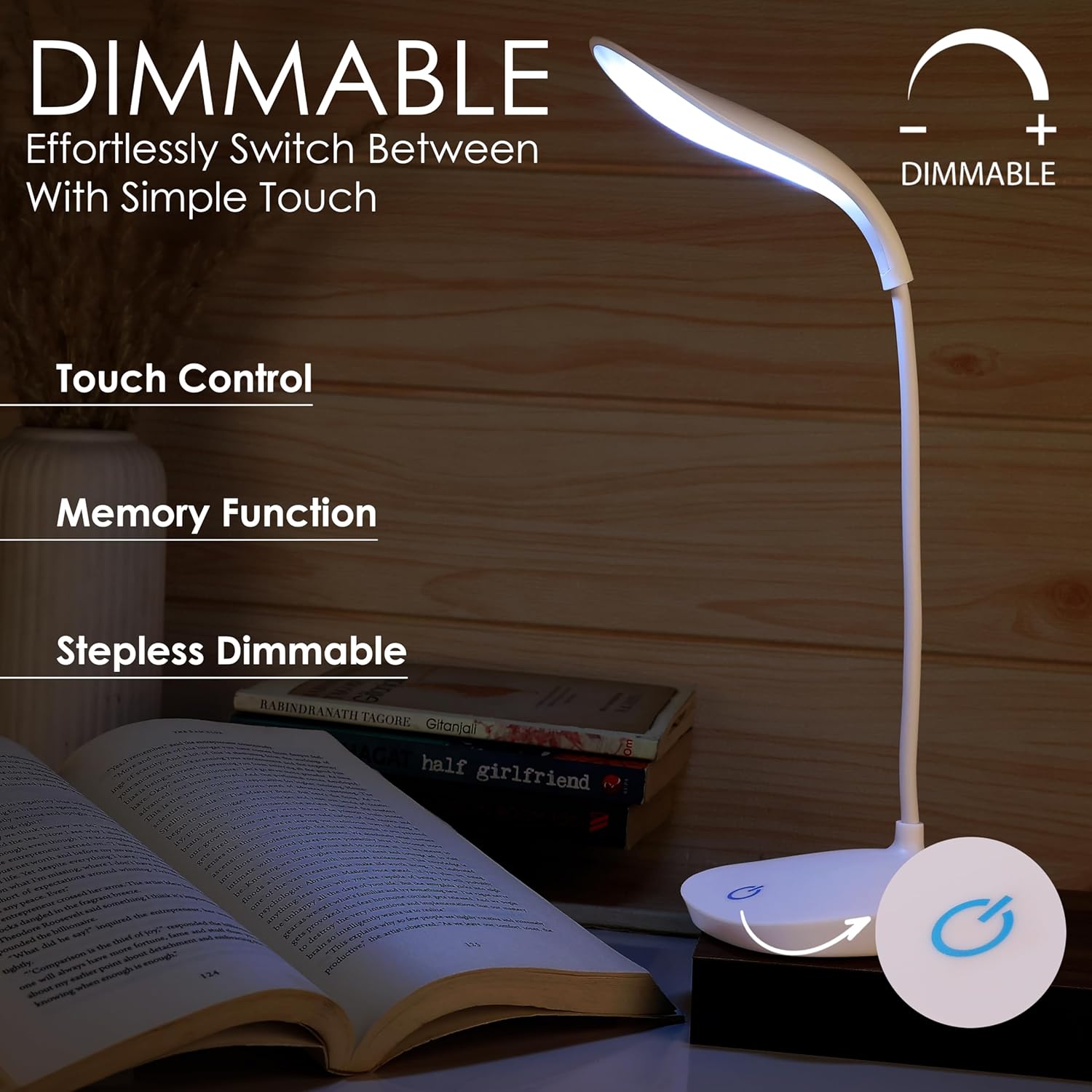 Rechargeable LED Folding Study Table Lamp – Touch Control, Dimmable, Eye-Protection Desk Light