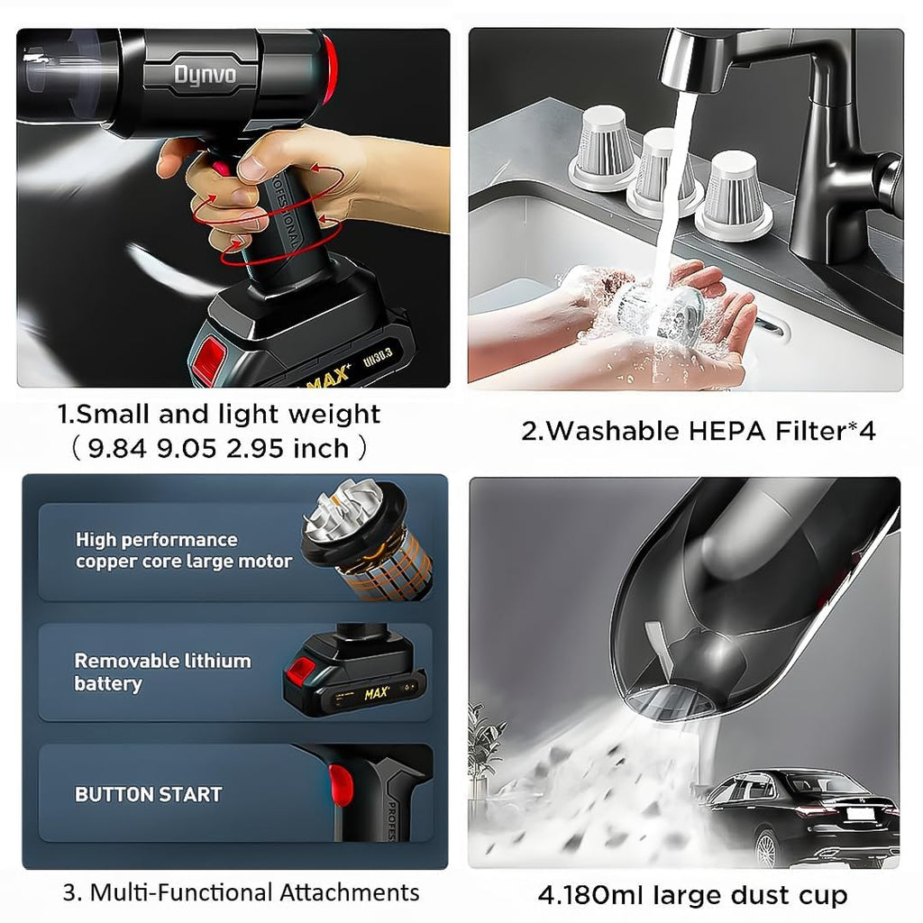 VELMORA™ 3-in-1 High Power Wireless Vacuum Cleaner – 18000PA Portable Car & Home Cleaning Tool